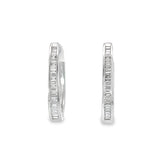 14k White Gold 1.30ct G VS2 Baguette Diamond Hoop Earrings